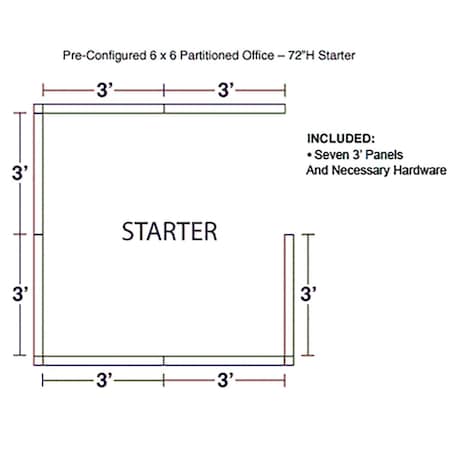 Interion By Global Industrial 72 in D X 72 in H, 72 in W X Fabric Panels / Wood Frame / Steel Connectors, Blue 236620BL